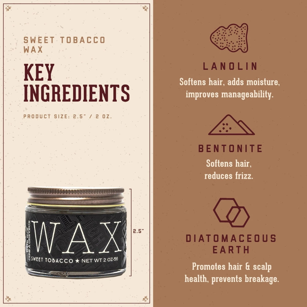 Cire coiffante "Sweet Tobacco Hair Wax" - Tenue forte, fini satiné (56.7g/2.0oz)
