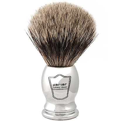 Blaireau de rasage en acier chromé "100% Pure Badger" - Medium (20mm/0.78") - CHPB